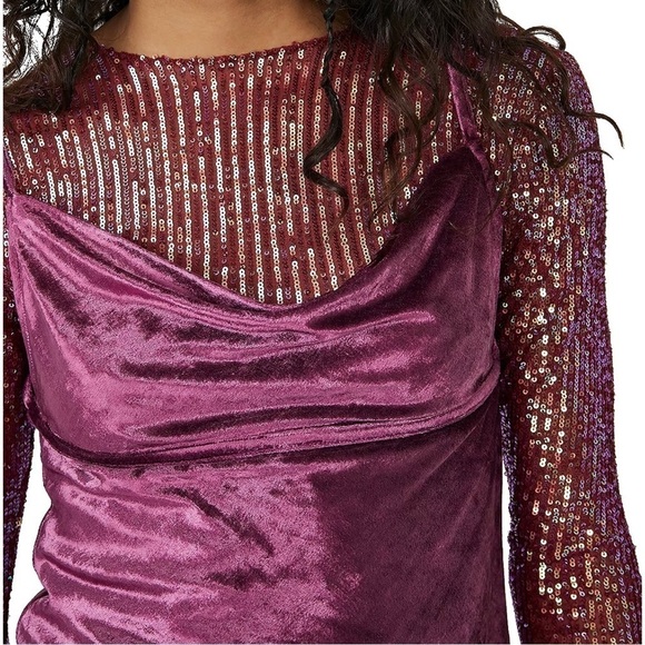 Free People All Night Velvet Tunic Camisole Top Fig Jam Purple Size Small NWT - Picture 5 of 7